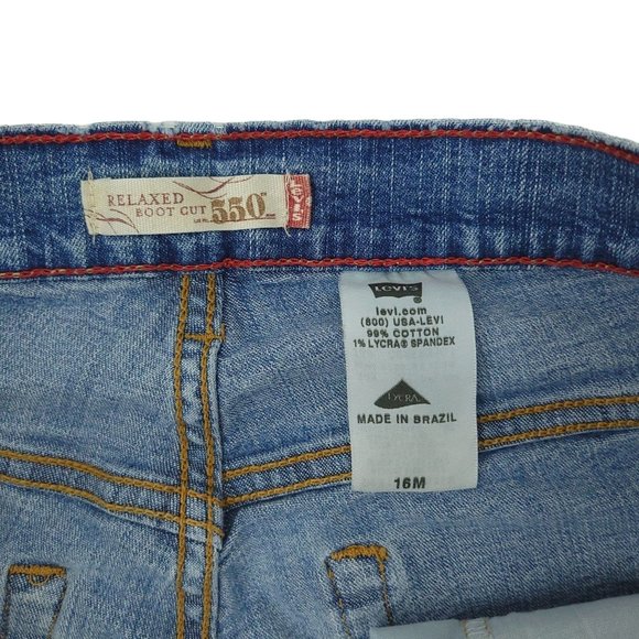 Levis 550 Relaxed Boot Cut Jeans Womens Size 16 M Light Wash Denim High Rise - Picture 11 of 13